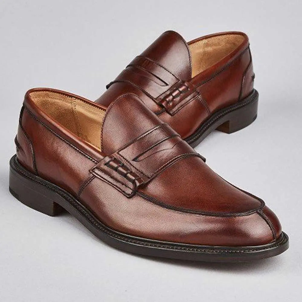 Tricker's James Penny Loafers - Leather Sole - Chestnut Burnished