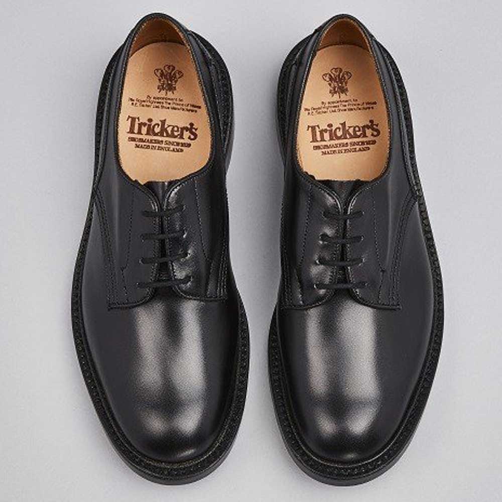 Tricker's Woodstock Plain Derby Shoes - Black