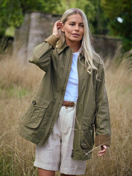 DUBARRY Delaney Wax Cotton Utility Jacket - Womens - Dusky Green