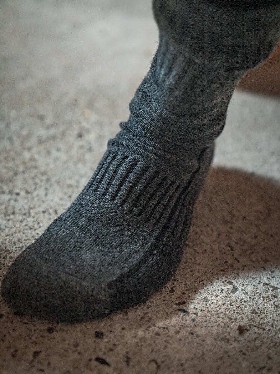 SEELAND Field Heavy Merino Socks - Grey Melange / Black