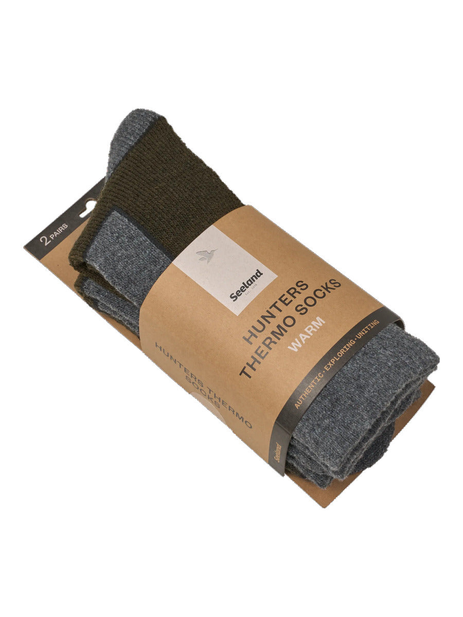 SEELAND Field Thermo Socks 2-Pack - Pine Green Melange / Grey Melange