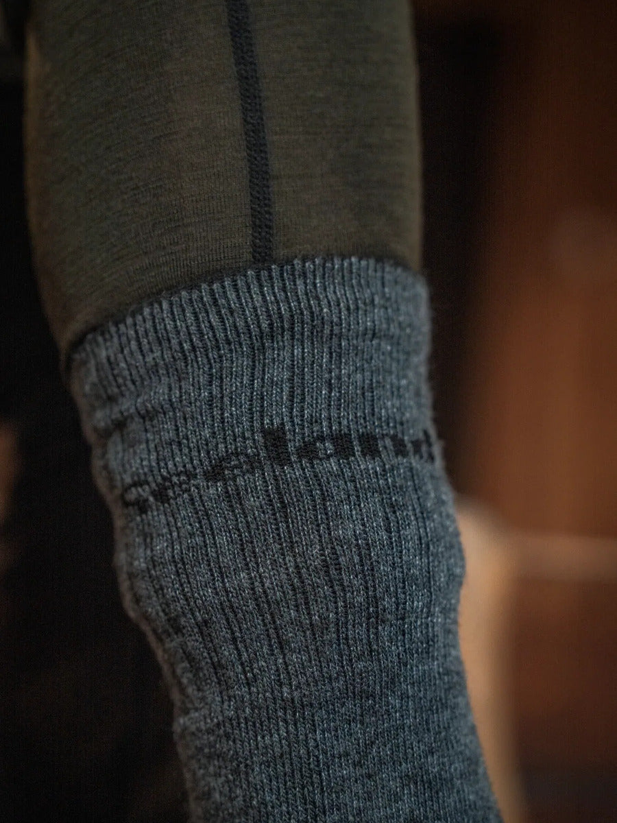 SEELAND Field Heavy Merino Socks - Grey Melange / Black