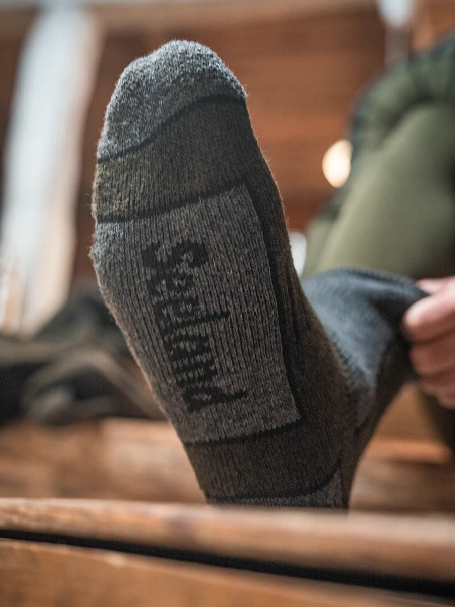 SEELAND Field Thermo Socks 2-Pack - Pine Green Melange / Grey Melange