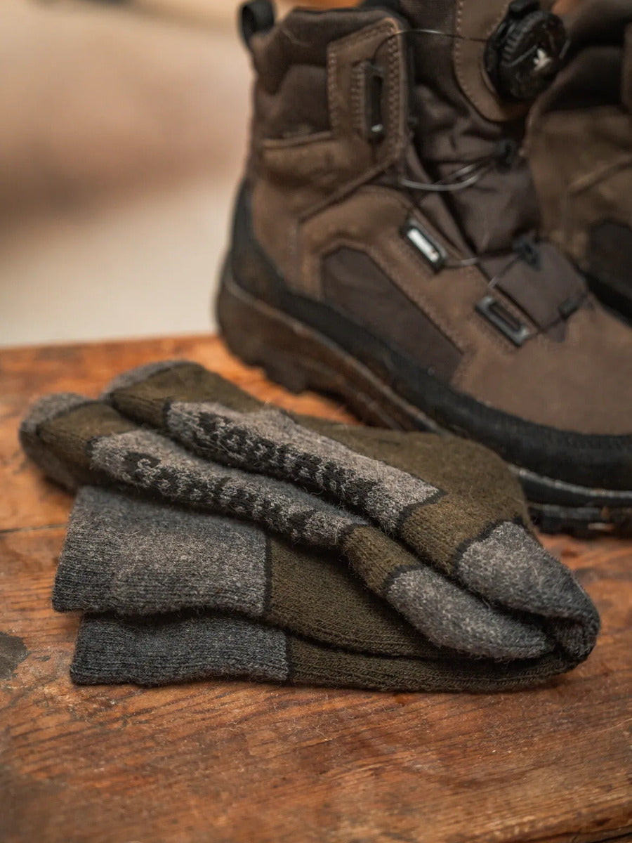SEELAND Field Thermo Socks 2-Pack - Pine Green Melange / Grey Melange
