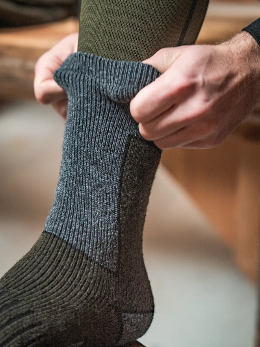 SEELAND Field Thermo Socks 2-Pack - Pine Green Melange / Grey Melange