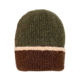 DENTS men’s contrast-brim knitted beanie hat in olive