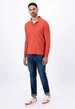 Load image into Gallery viewer, FYNCH HATTON Long Sleeve Polo Shirt - Men&#39;s Soft Cotton – Orient Red
