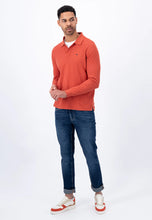 Load image into Gallery viewer, FYNCH HATTON Long Sleeve Polo Shirt - Men&#39;s Soft Cotton – Orient Red
