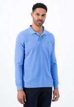 Load image into Gallery viewer, FYNCH HATTON Long Sleeve Polo Shirt - Men&#39;s Soft Cotton – Crystal Blue
