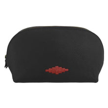 Load image into Gallery viewer, PAMPEANO - Brillo Cosmetic Bag - Black Leather with Burgundy Stitching
