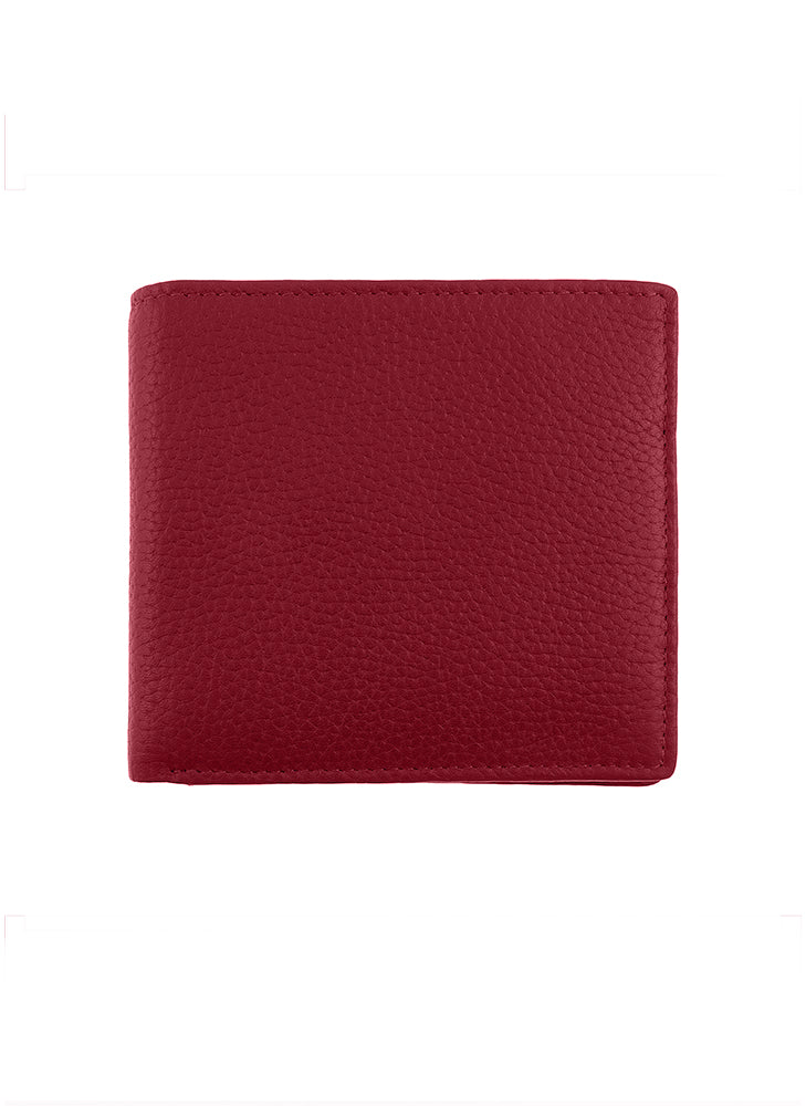 Men's Berry Slim Pebble Grain Leather Bifold Wallet with RFID Blocking Closed