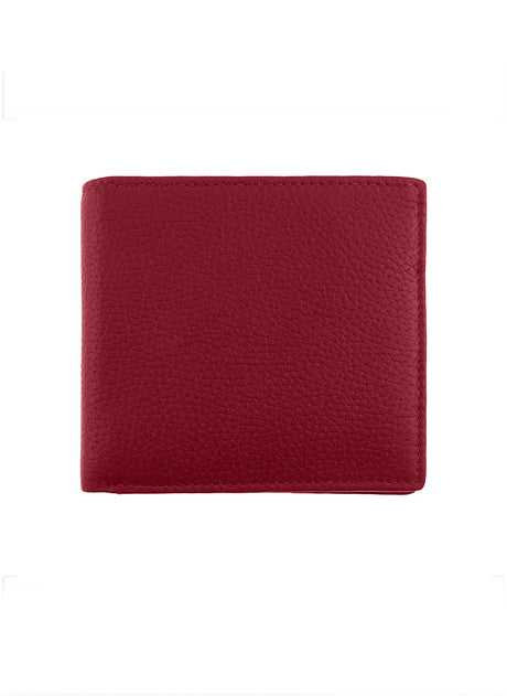 Men's Berry Slim Pebble Grain Leather Bifold Wallet with RFID Blocking Closed