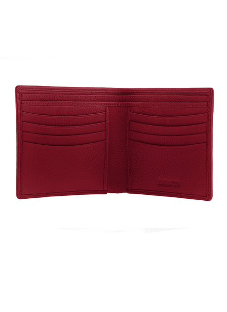 Men's Berry Slim Pebble Grain Leather Bifold Wallet with RFID Blocking Open