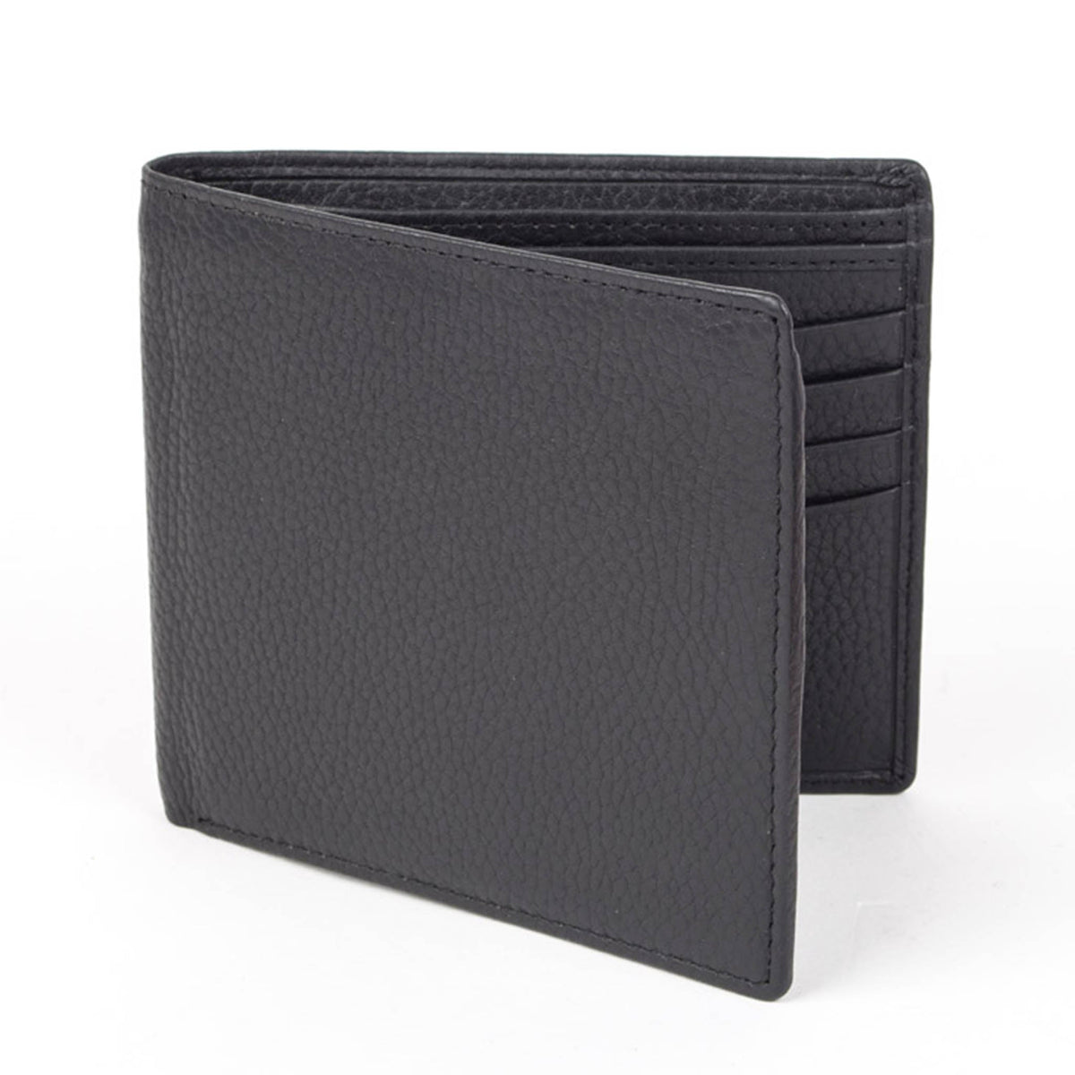 Men's Slim Pebble Grain Leather Bifold Wallet with RFID Blocking in black