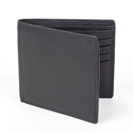 Men's Slim Pebble Grain Leather Bifold Wallet with RFID Blocking in black