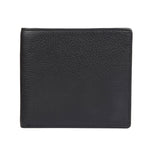 Men's Slim Pebble Grain Leather Bifold Wallet with RFID Blocking in black, front view of leather.