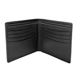 Men's  Slim Pebble Grain Leather Bifold Wallet with RFID Blocking in black, inside position.