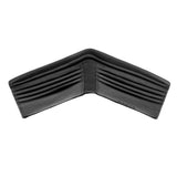 Men's Slim Pebble Grain Leather Bifold Wallet with RFID Blocking in black, above view of wallet.
