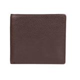 Men's Slim Pebble Grain Leather Bifold Wallet with RFID Blocking in brown, front. 