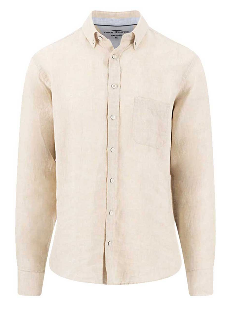 FYNCH HATTON Pure Linen Shirt - Men's – Sand