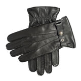 DENTS Hadleigh men’s handsewn lined leather gloves in black – front