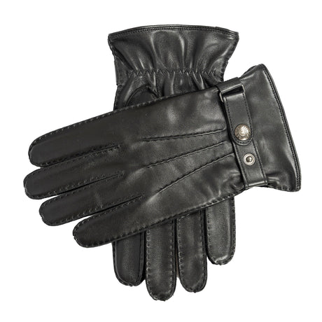 DENTS Hadleigh men’s handsewn lined leather gloves in black – front
