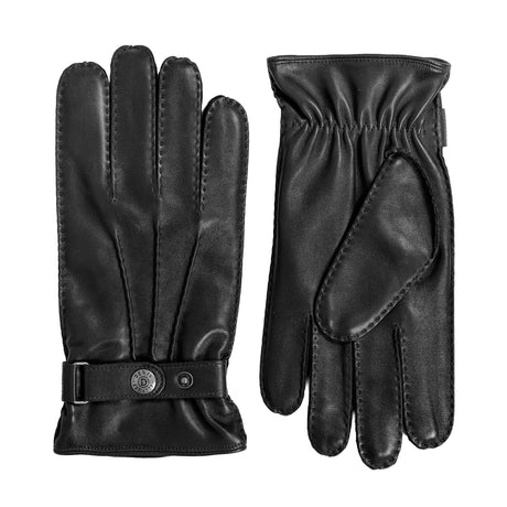 DENTS Hadleigh men’s handsewn lined leather gloves in black – side