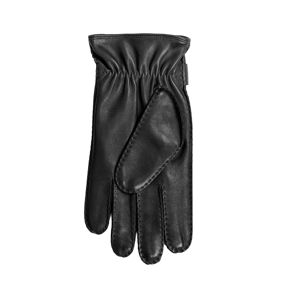 DENTS Hadleigh men’s handsewn lined leather gloves in black – left hand