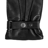DENTS Hadleigh men’s handsewn lined leather gloves in black – right cuff