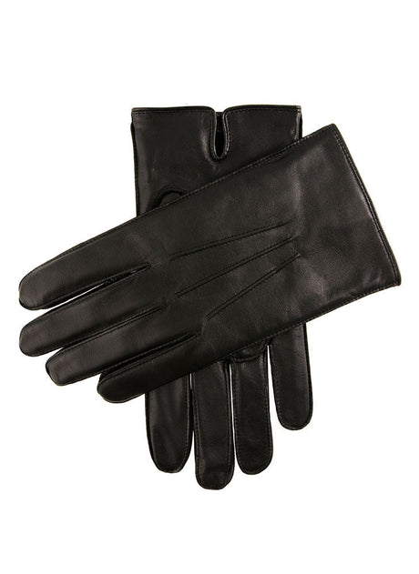 DENTS Men’s Three-Point Fleece-Lined Leather Gloves – Black