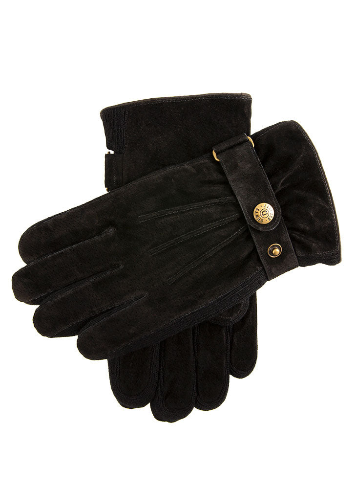 DENTS Chester Men’s Fleece-Lined Suede Gloves – Black