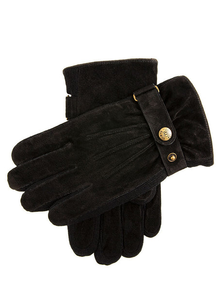 DENTS Chester Men’s Fleece-Lined Suede Gloves – Black