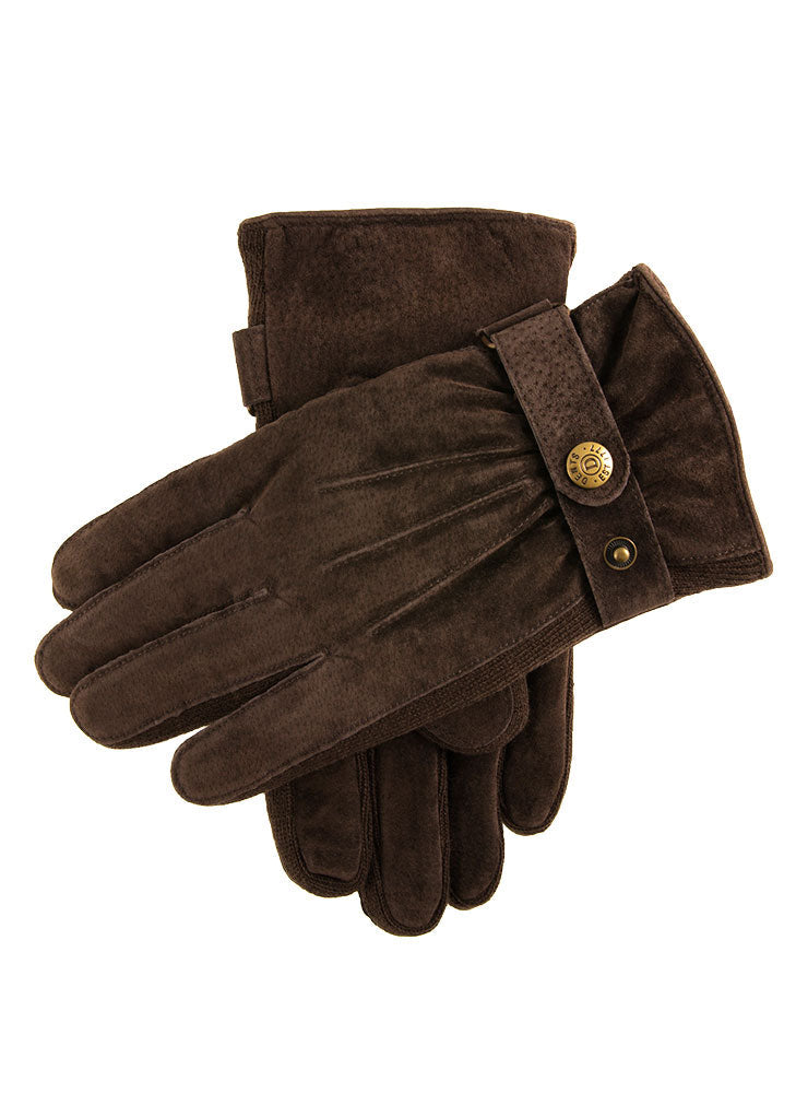 DENTS Chester Men’s Fleece-Lined Suede Gloves – Brown