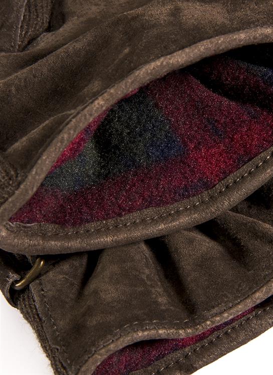 DENTS Chester Men’s Fleece-Lined Suede Gloves – Brown detail