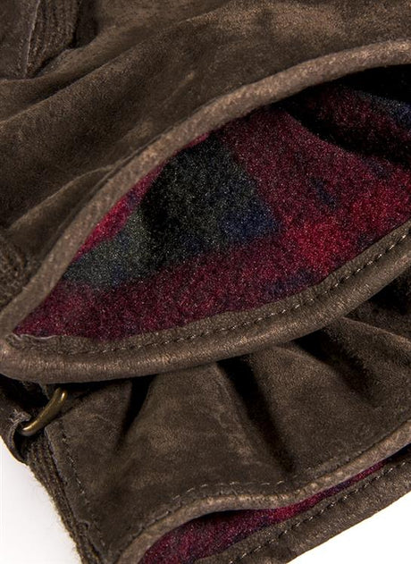 DENTS Chester Men’s Fleece-Lined Suede Gloves – Brown detail