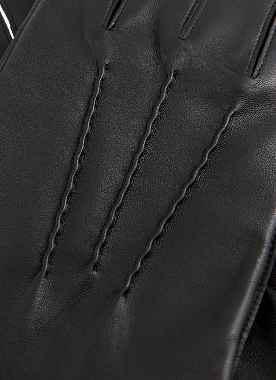 DENTS Men’s Three-Point Lined Leather Gloves – Black detail
