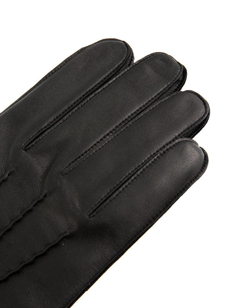 DENTS Men’s Three-Point Lined Leather Gloves – Black detail