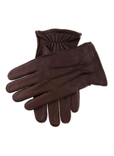 DENTS Men’s Three-Point Lined Leather Gloves – Brown