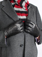 DENTS Men’s Three-Point Lined Leather Gloves – Black detail