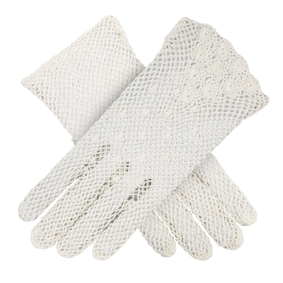 Women's cotton crochet gloves in ecru