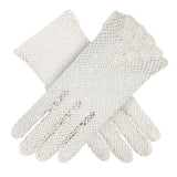 Women's cotton crochet gloves in ecru
