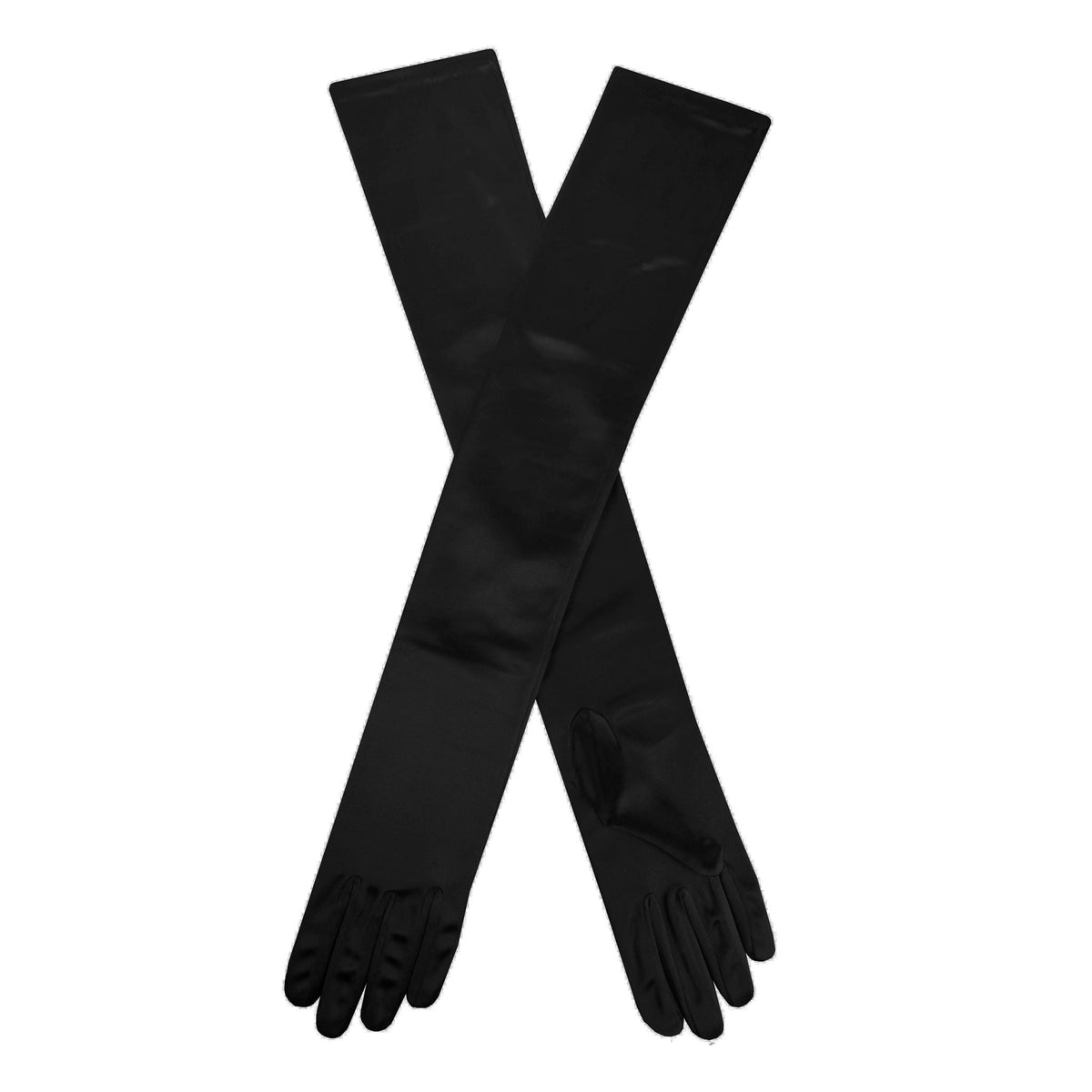 Women's Long Satin Gloves in Black