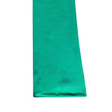 Women's long satin opera gloves in green, right hand close up. 