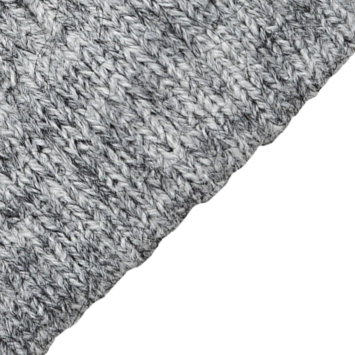 Women's cable knit gloves in light grey, cuff close up. 