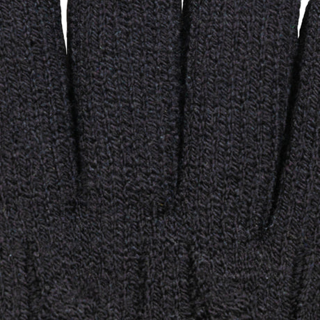 Women's cable knit gloves in black, fingers close up.
