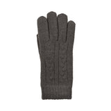 Women's cable knit gloves in dark grey, right hand.