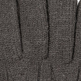 Women's cable knit gloves in dark grey, fingers close up. 