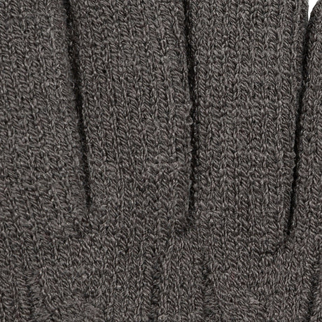 Women's cable knit gloves in dark grey, fingers close up. 