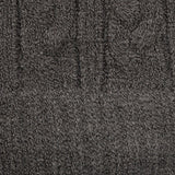 Women's cable knit gloves in dark grey, fabric close up. 