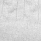 Women's cable knit gloves in white, fabric close up. 